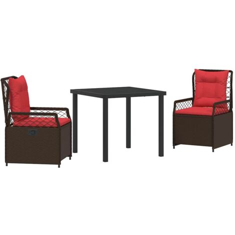 Garden Dining Set 3 pcs Brown Poly Rattan vidaXL (1/5)