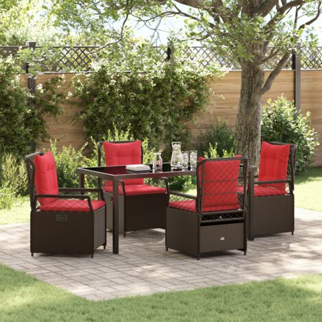 Garden Dining Set 5 pcs Brown Poly Rattan vidaXL (1/5)