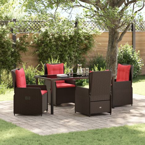 Garden Dining Set 5 pcs Brown Poly rattan vidaXL (1/5)