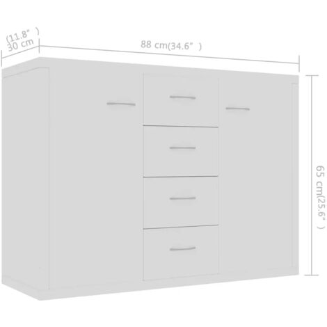 Sideboard White 88x30x65 cm Engineered Wood vidaXL