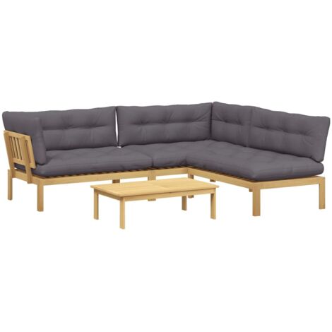 4 Piece Garden Pallet Sofa Units Solid Acacia Wood Light Brown vidaXL (1/5)