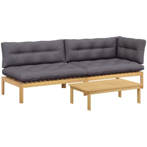 3 Piece Garden Pallet Sofa Units Solid Acacia Wood Light Brown vidaXL (1/5)