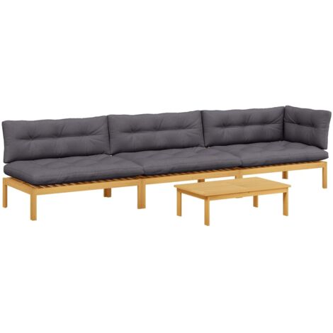 4 Piece Garden Pallet Sofa Units Solid Acacia Wood Light Brown vidaXL (1/5)