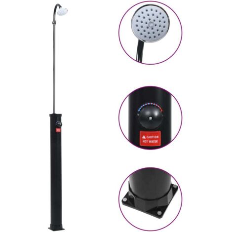 Garden Solar Shower Black 215 cm 8 L vidaXL