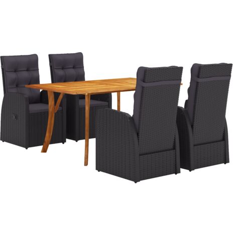Garden Dining Set 5 pcs Black Poly Rattan vidaXL (1/5)