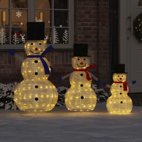 Christmas Snowman Family with 270 LEDs 3 pcs Warm White Fabric vidaXL (1/5)