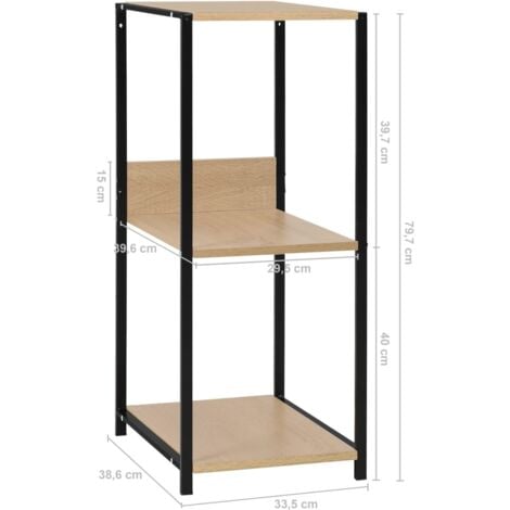 Small Straight Book Shelf Black and Oak 33.5x39.6x79.7 cm Engineered Wood vidaXL