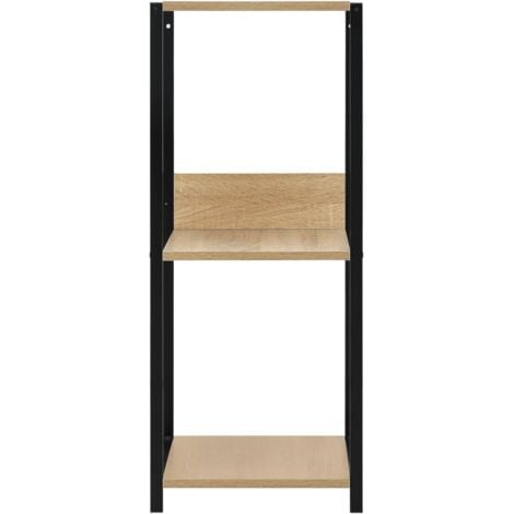 Small Straight Book Shelf Black and Oak 33.5x39.6x79.7 cm Engineered Wood vidaXL