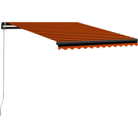 Manual Retractable Awning 300x250 cm Orange and Brown vidaXL