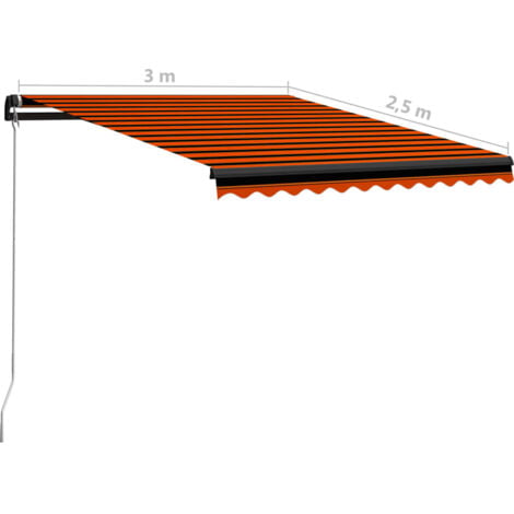 Manual Retractable Awning 300x250 cm Orange and Brown vidaXL