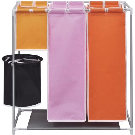 3-Section Laundry Sorter Hamper with a Washing Bin vidaXL