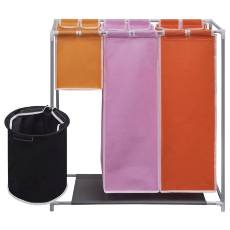 3-Section Laundry Sorter Hamper with a Washing Bin vidaXL