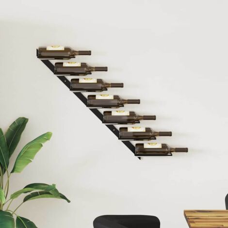 Wall-mounted Wine Rack for 7 Bottles Black Metal vidaXL