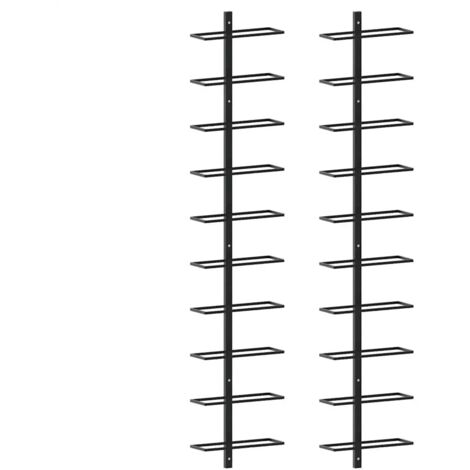 Wall-mounted Wine Racks for 20 Bottles 2 pcs Black Metal vidaXL