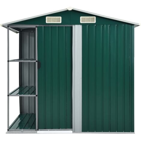 Garden Shed with Rack Green 205x130x183 cm Iron vidaXL