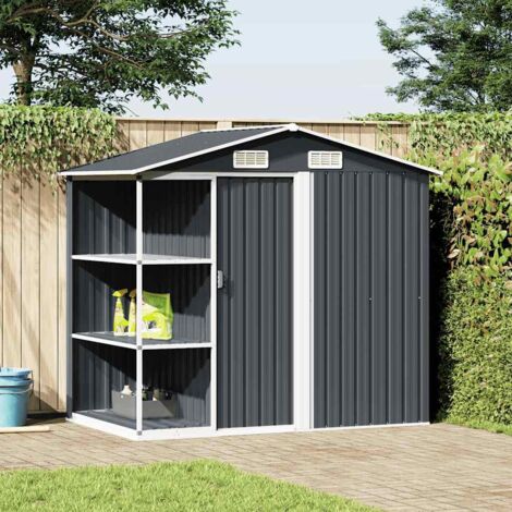 Garden Shed with Rack Anthracite 205x130x183 cm Iron vidaXL (1/5)