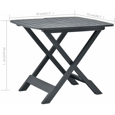 Folding Garden Table Anthracite 79x72x70 cm Plastic vidaXL