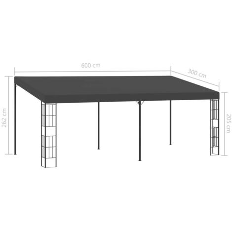 Wall-mounted Gazebo 3x6 m Anthracite Fabric vidaXL