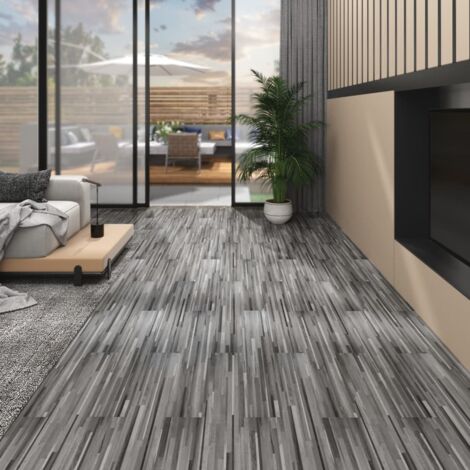 PVC Flooring Planks 4.46 m² 3 mm Self-adhesive Striped Grey vidaXL