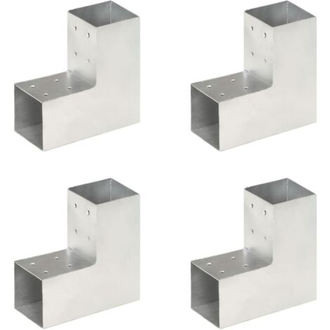 Post Connectors 4 pcs L Shape Galvanised Metal 81x81 mm vidaXL