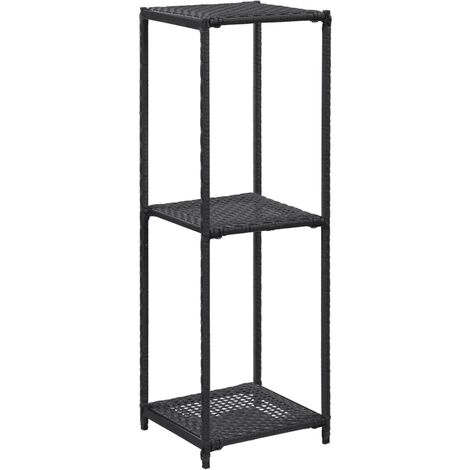 Storage Shelf Black 30x30x90 cm Poly Rattan vidaXL (1/5)