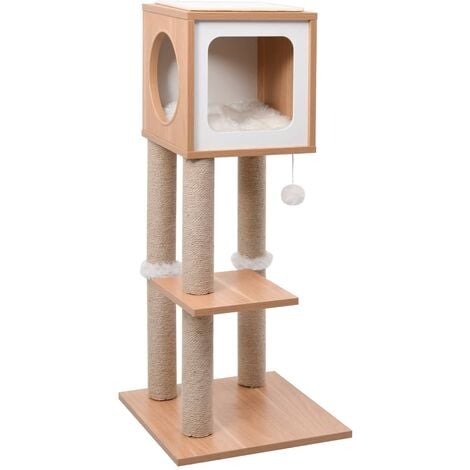 Feandrea Cat Tree Cat Tower With Xxl Plush Perch Cat Condo With Adjustable Units Cat Toys Extra Thick Posts Completely Wrapped In Sisal Stable Beige By Songmics Pct01w