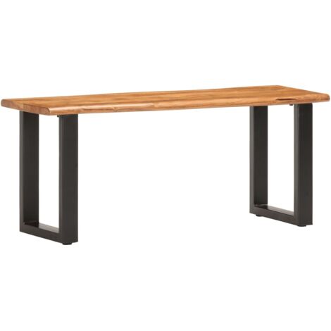Live Edge Bench 110 cm Solid Acacia Wood and Steel vidaXL (1/5)