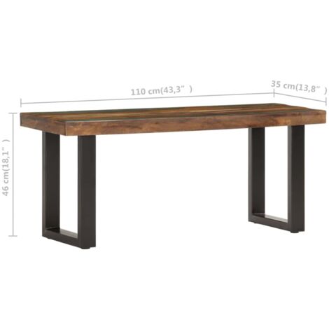Bench 110 cm Solid Reclaimed Wood and Steel vidaXL