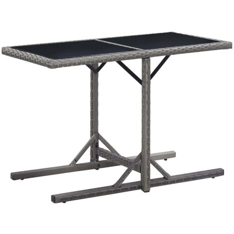Garden Table Anthracite 110x53x72 cm Glass and Poly Rattan vidaXL