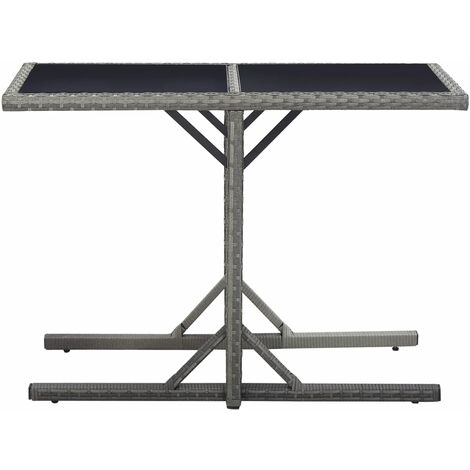 Garden Table Anthracite 110x53x72 cm Glass and Poly Rattan vidaXL