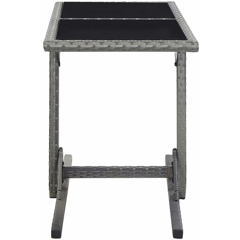 Garden Table Anthracite 110x53x72 cm Glass and Poly Rattan vidaXL