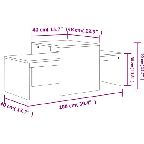 Coffee Table Set Concrete Grey 100x48x40 cm Engineered Wood vidaXL