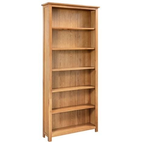 vidaXL 6-Tier Bookcase Solid Oak Wood 80x22.5x170 cm - Brown