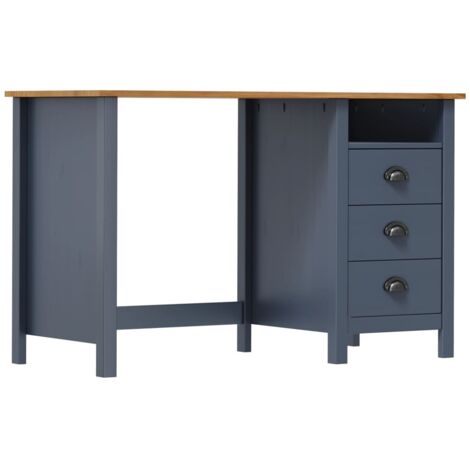 Desk Hill with 3 Drawers Grey 120x50x74 cm Solid Pine Wood vidaXL