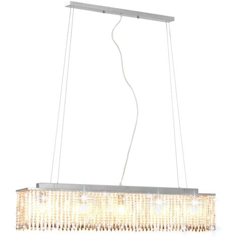 Ceiling Lamp with Crystal Beads Silver 104 cm E14 vidaXL