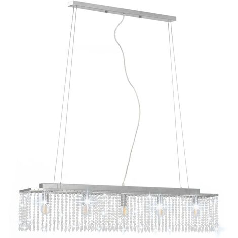 Ceiling Lamp with Crystal Beads Silver 104 cm E14 vidaXL