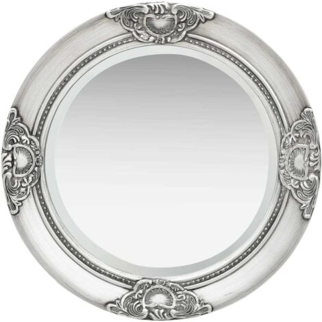 Wall Mirror Baroque Style 50 cm Silver vidaXL