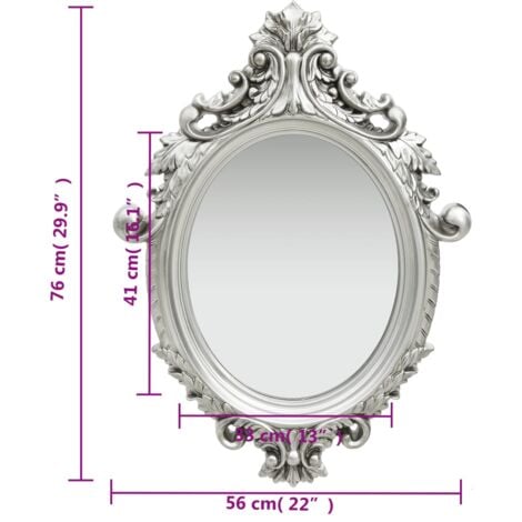 Wall Mirror Castle Style 56x76 cm Silver vidaXL