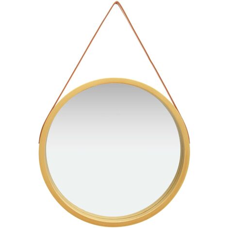 Wall Mirror with Strap 60 cm Gold vidaXL (1/5)