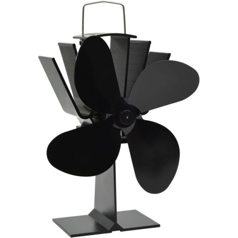 Heat Powered Stove Fan 4 Blades Black vidaXL