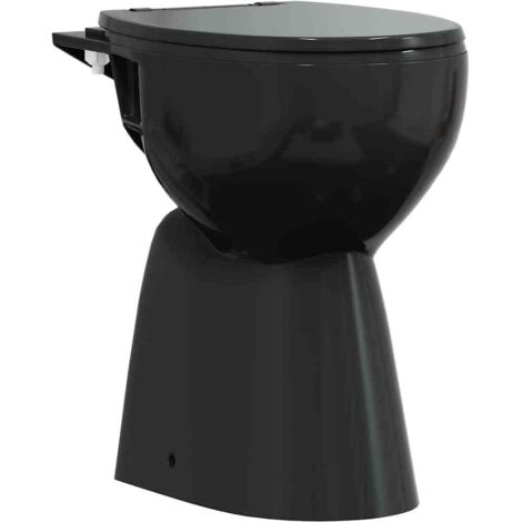 Rimless Toilet 7 cm Extra Height Soft Close Ceramic Black vidaXL