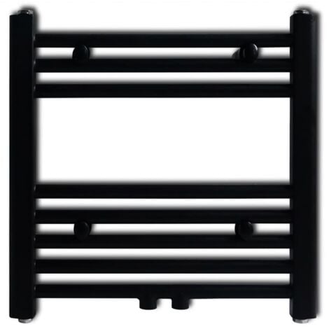 Black Bathroom Central Heating Towel Rail Radiator Straight 480x480mm vidaXL