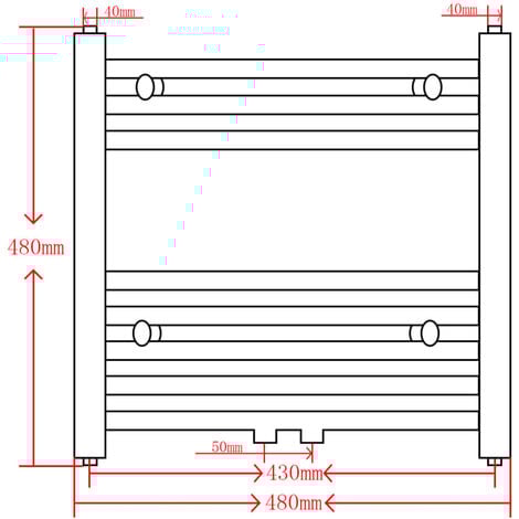 Black Bathroom Central Heating Towel Rail Radiator Straight 480x480mm vidaXL