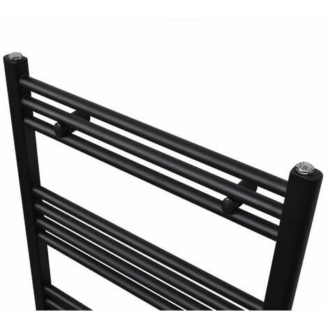 Black Bathroom Central Heating Towel Rail Radiator Straight 480x480mm vidaXL