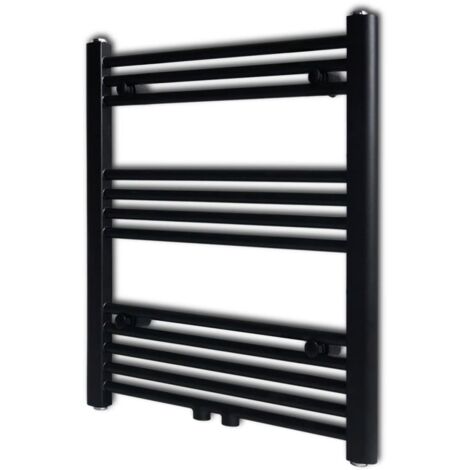 Bathroom Heating Towel Rail Radiator Straight 600x764 mm Black vidaXL