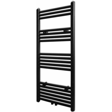 Black Bathroom Central Heating Towel Rail Radiator 500x1160mm vidaXL