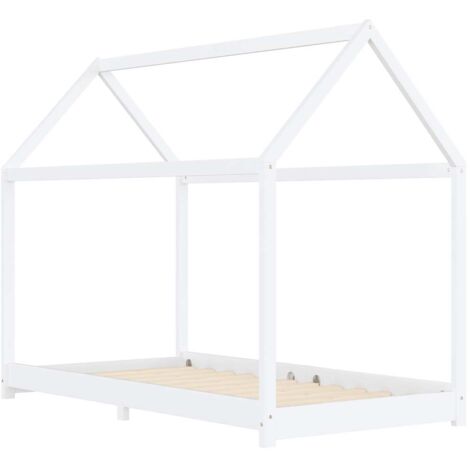 Kids Bed Frame White Solid Pine Wood 90x200 cm vidaXL