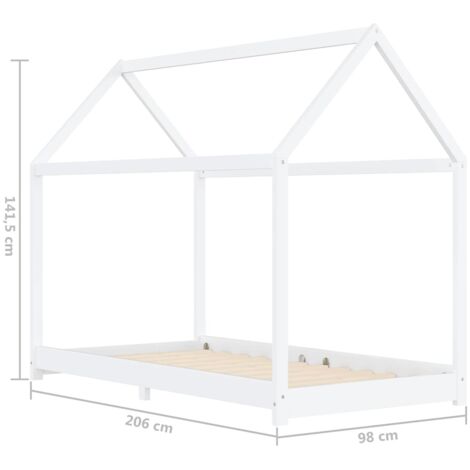Kids Bed Frame White Solid Pine Wood 90x200 cm vidaXL