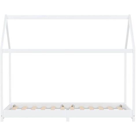 Kids Bed Frame White Solid Pine Wood 90x200 cm vidaXL