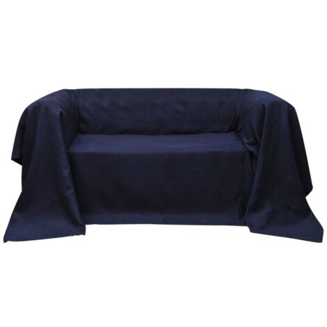 Micro-suede Couch Slipcover Navy Blue 270 x 350 cm vidaXL